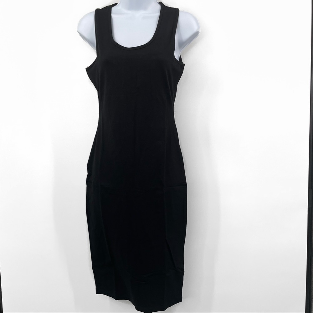 Black Sleeveless Tank Dress | Minimalist Stretch Midi Bodycon Dress